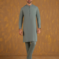 Blended Blue Unstitched Suit - J. Junaid Jamshed