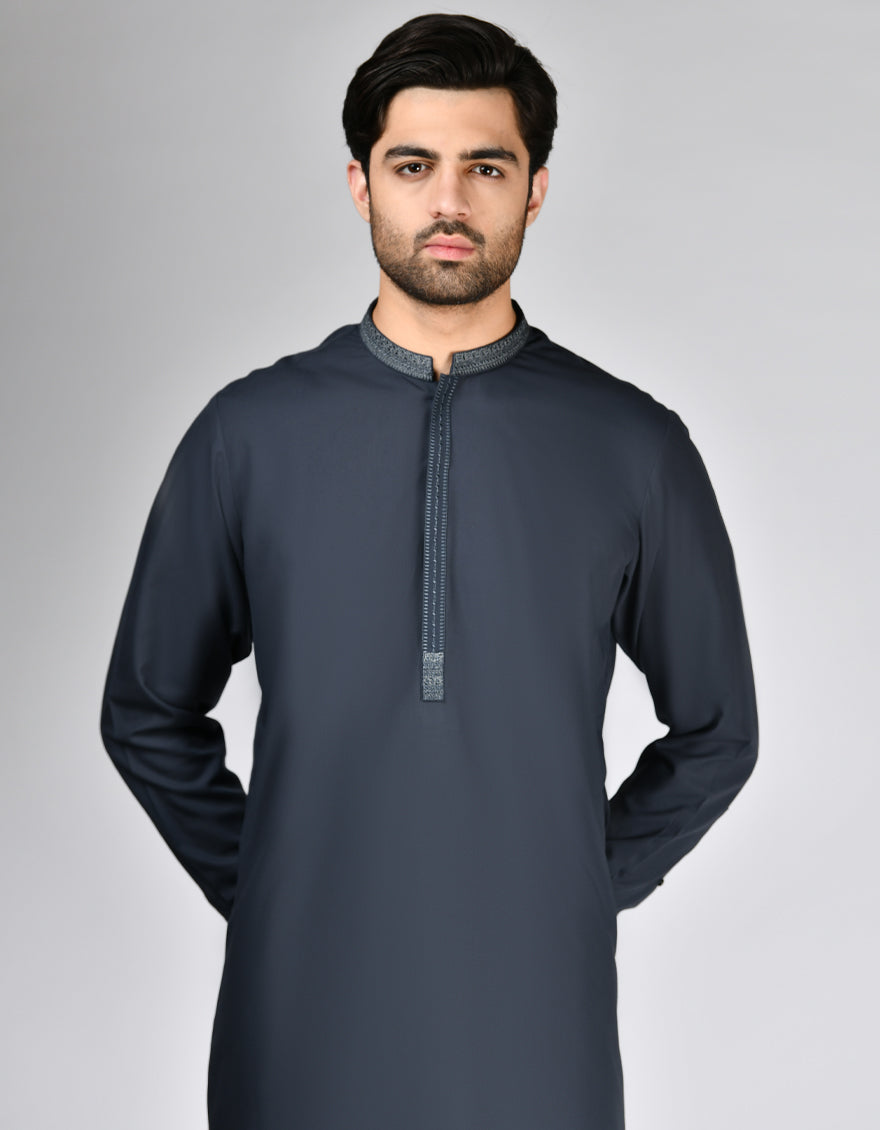 Blended Grey Kurta Trouser - J. Junaid Jamshed