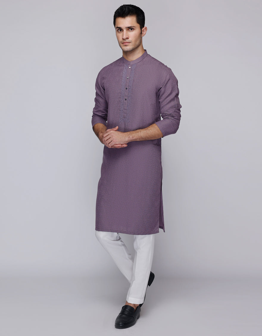 Blended Purple Kurta - J. Junaid Jamshed