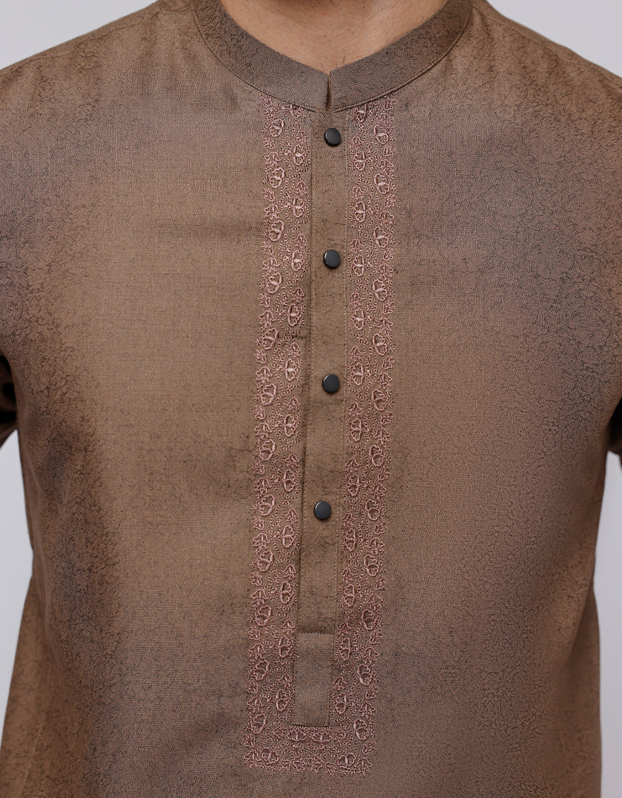 Blended Brown Kurta - J. Junaid Jamshed