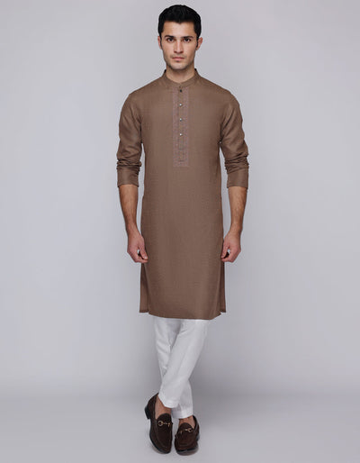 Blended Brown Kurta - J. Junaid Jamshed