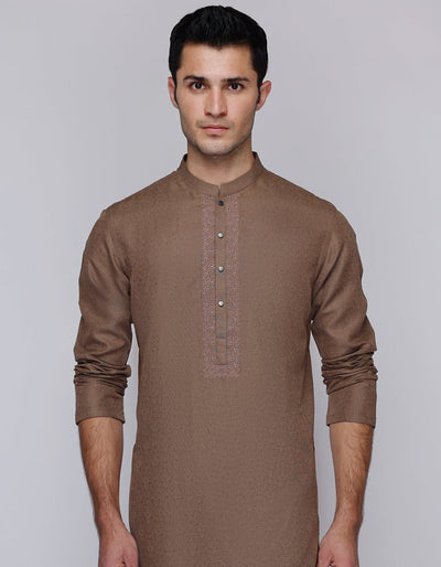 Blended Brown Kurta - J. Junaid Jamshed