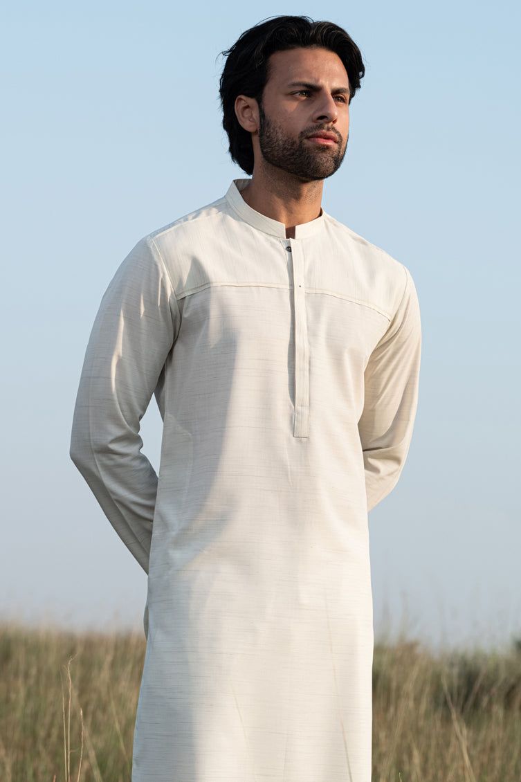 Blended White Kurta - J. Junaid Jamshed