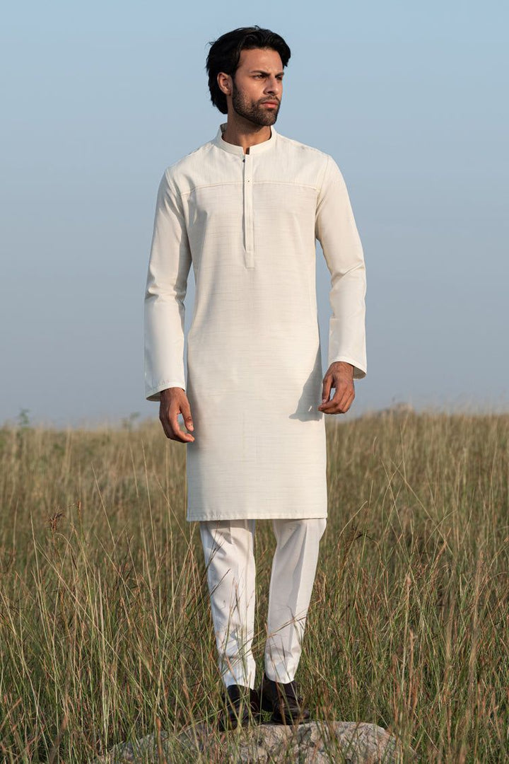 Blended White Kurta - J. Junaid Jamshed