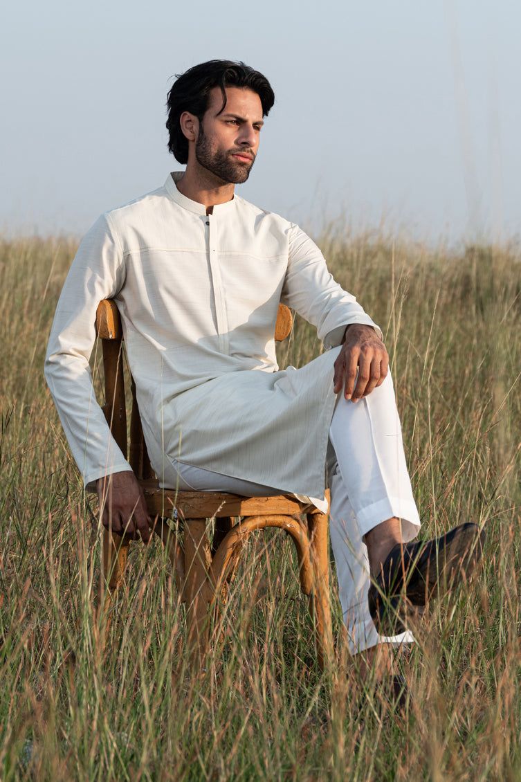 Blended White Kurta - J. Junaid Jamshed