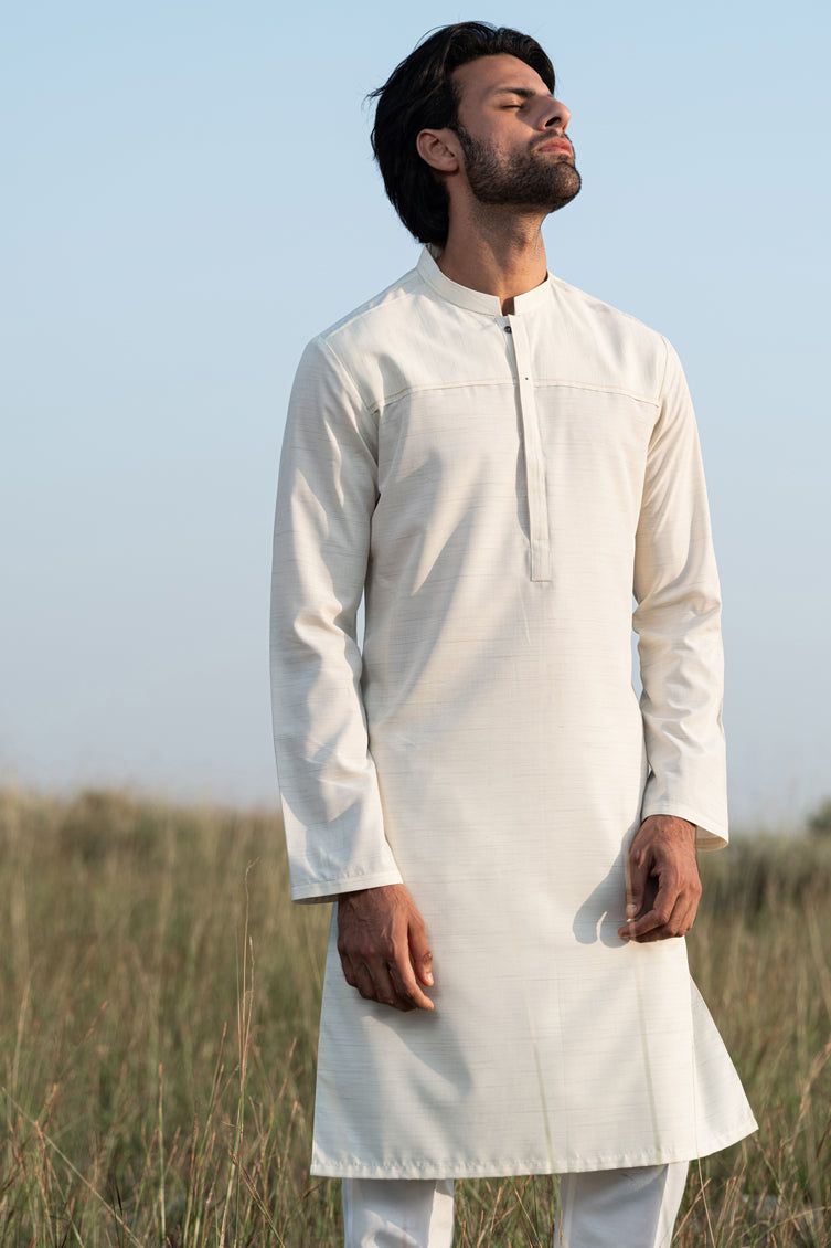 Blended White Kurta - J. Junaid Jamshed