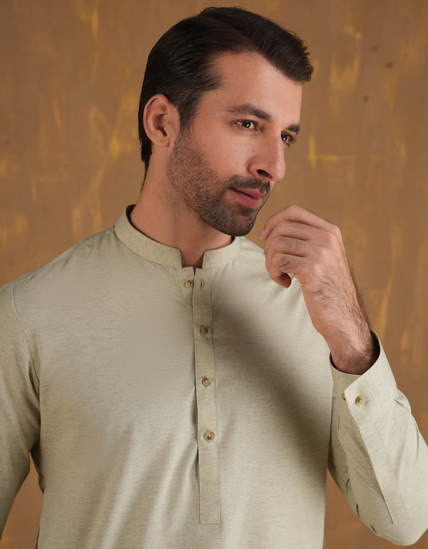 Blended Yellow Unstitched Suit - J. Junaid Jamshed
