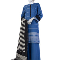 Lawn Blue Stitched Suit - J. Junaid Jamshed