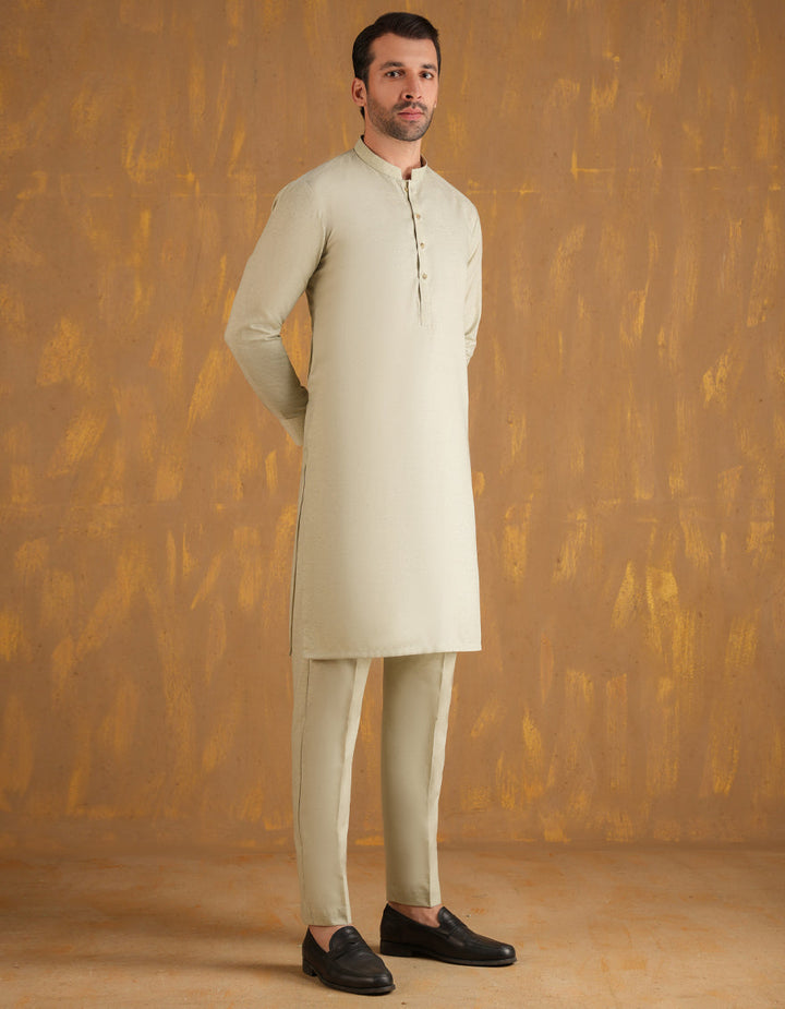 Blended Yellow Unstitched Suit - J. Junaid Jamshed