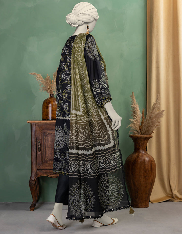 Lawn Black Unstitched Suit - J. Junaid Jamshed