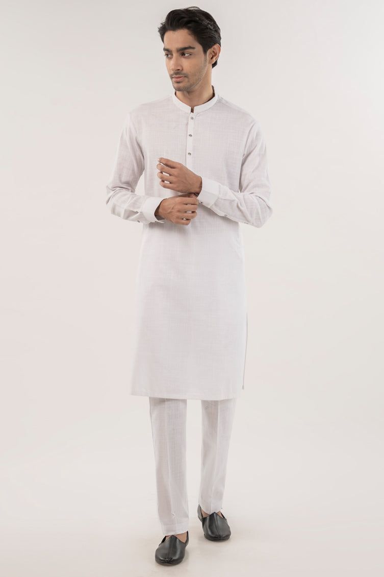 Cotton White Kurta Trouser - J. Junaid Jamshed