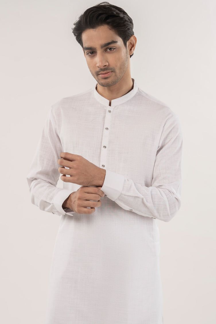 Cotton White Kurta Trouser - J. Junaid Jamshed