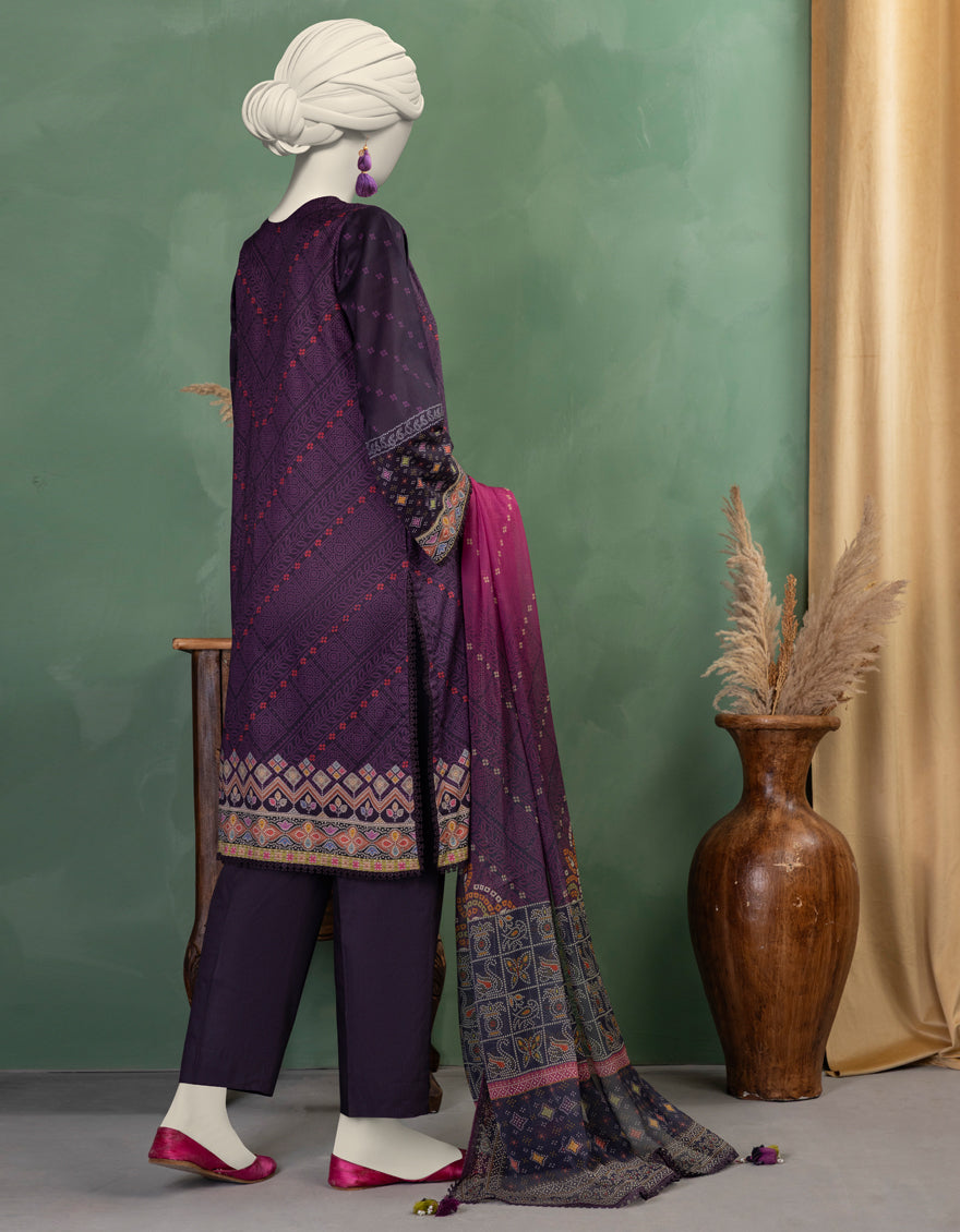 Lawn Multicolor Unstitched Suit - J. Junaid Jamshed