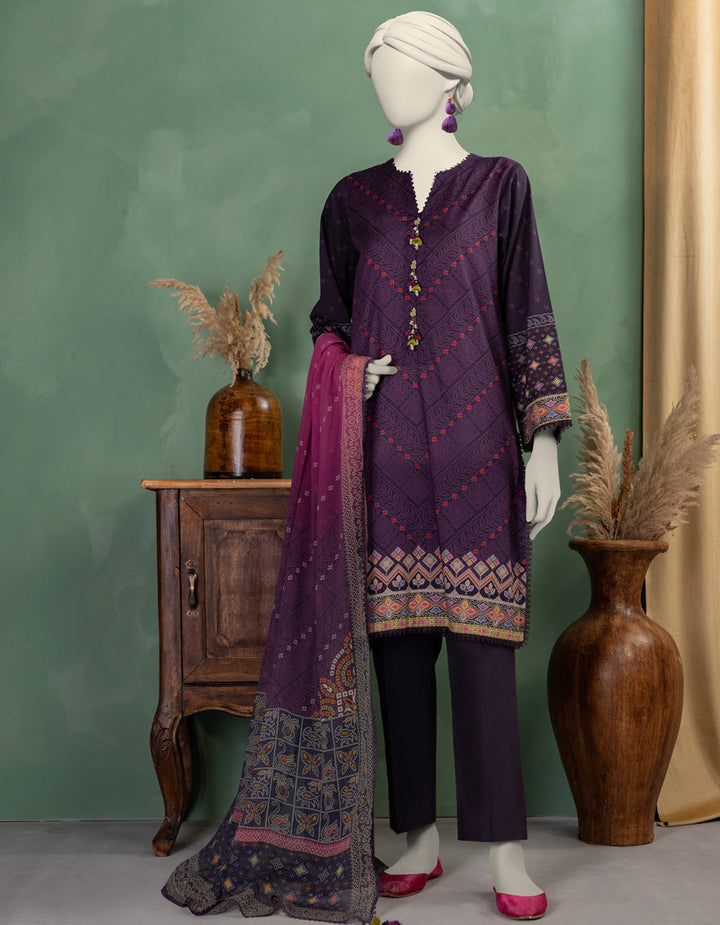 Lawn Multicolor Unstitched Suit - J. Junaid Jamshed