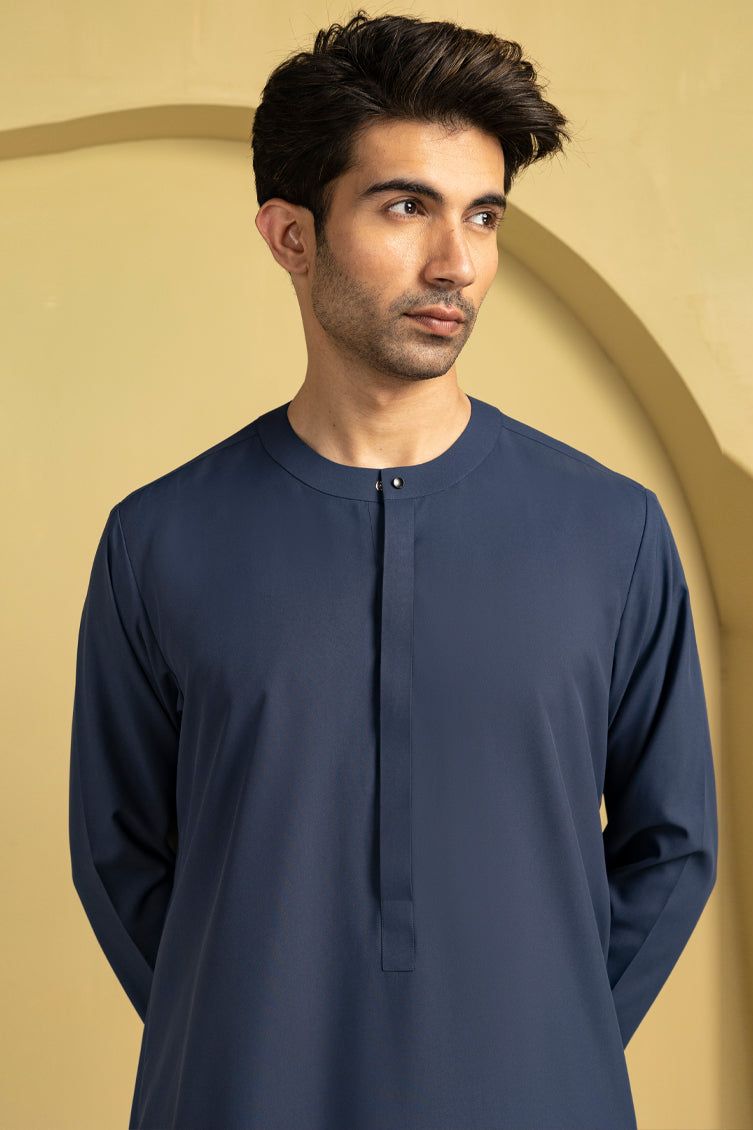 Polyester Blue Jubba - J. Junaid Jamshed