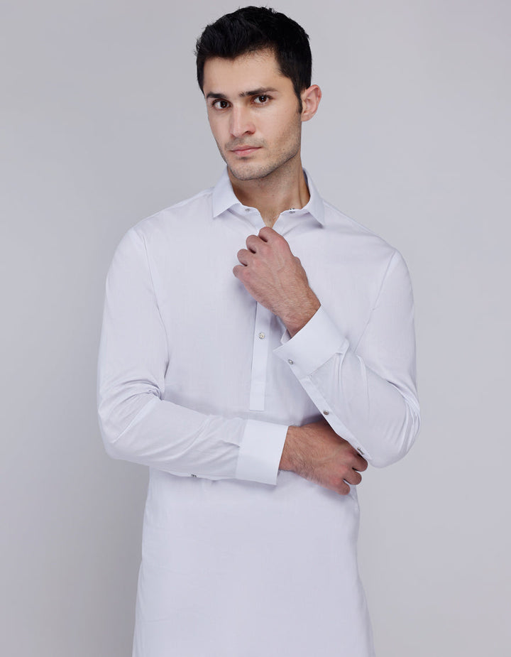 Cotton White Shalwar Kameez- J. Junaid Jamshed
