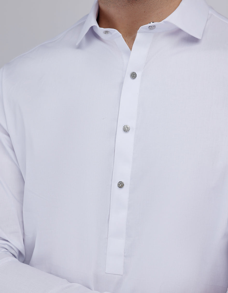 Cotton White Shalwar Kameez- J. Junaid Jamshed