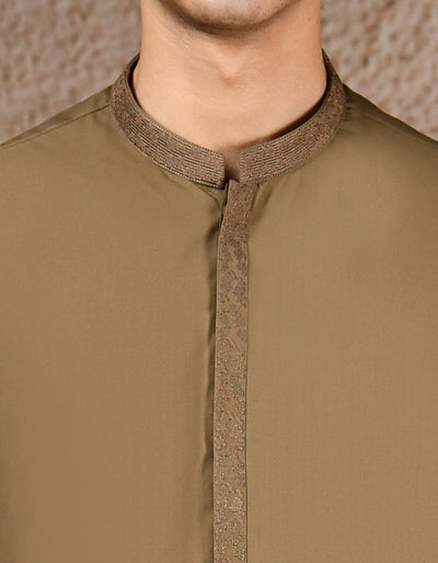 Blended Brown Kurta Trouser - J. Junaid Jamshed