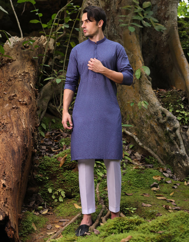 Cotton Blue Kurta - J. Junaid Jamshed