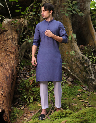 Cotton Blue Kurta - J. Junaid Jamshed