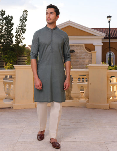 Cotton Green Kurta - J. Junaid Jamshed