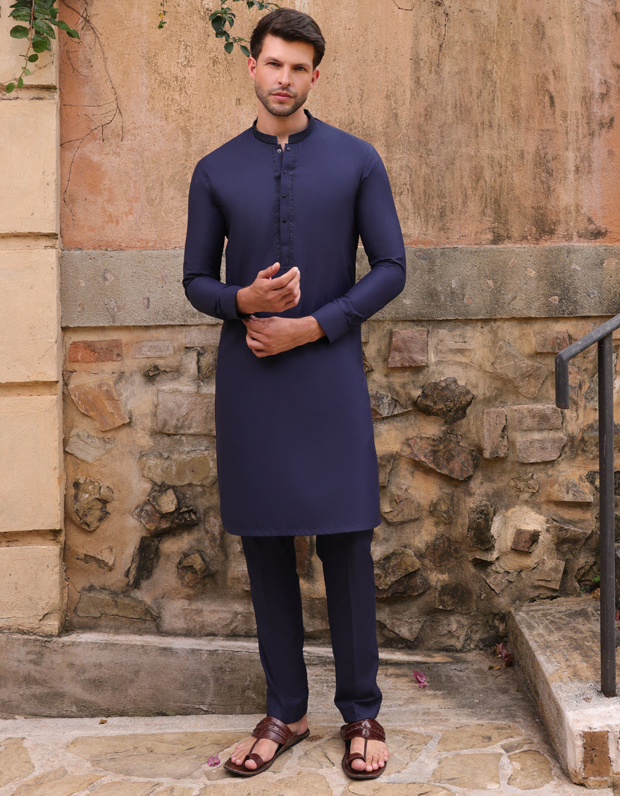 Blended Blue Shalwar Kameez- J. Junaid Jamshed