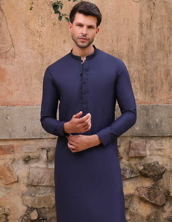Blended Blue Shalwar Kameez- J. Junaid Jamshed
