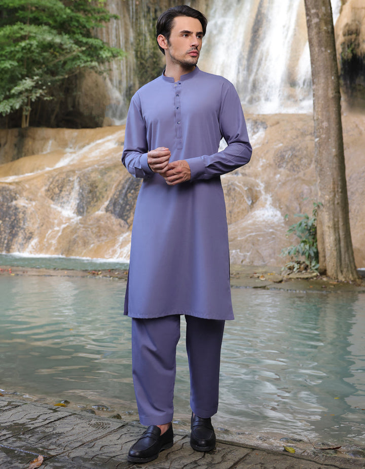 Blended Purple Shalwar Kameez- J. Junaid Jamshed