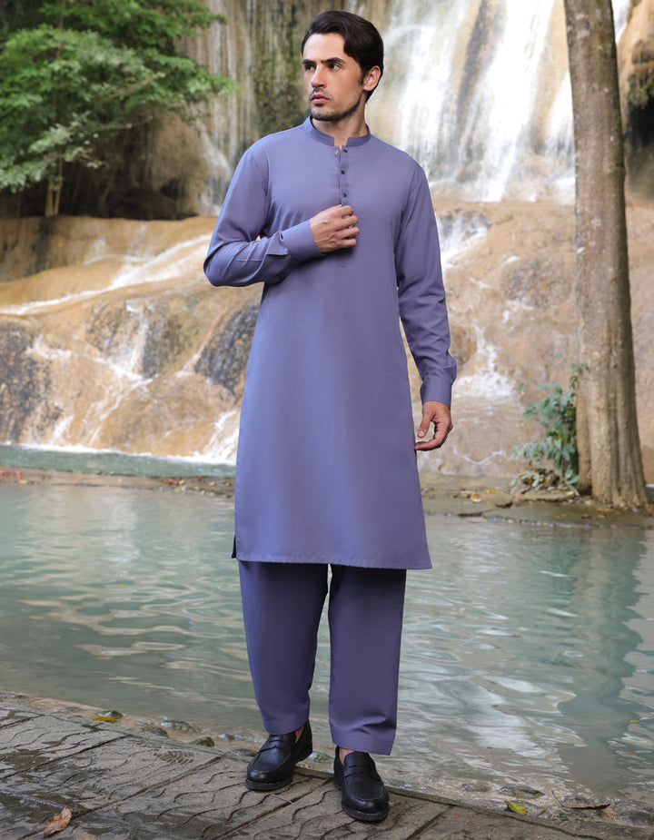 Blended Purple Shalwar Kameez- J. Junaid Jamshed