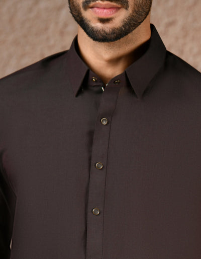 Blended Brown Shalwar Kameez- J. Junaid Jamshed