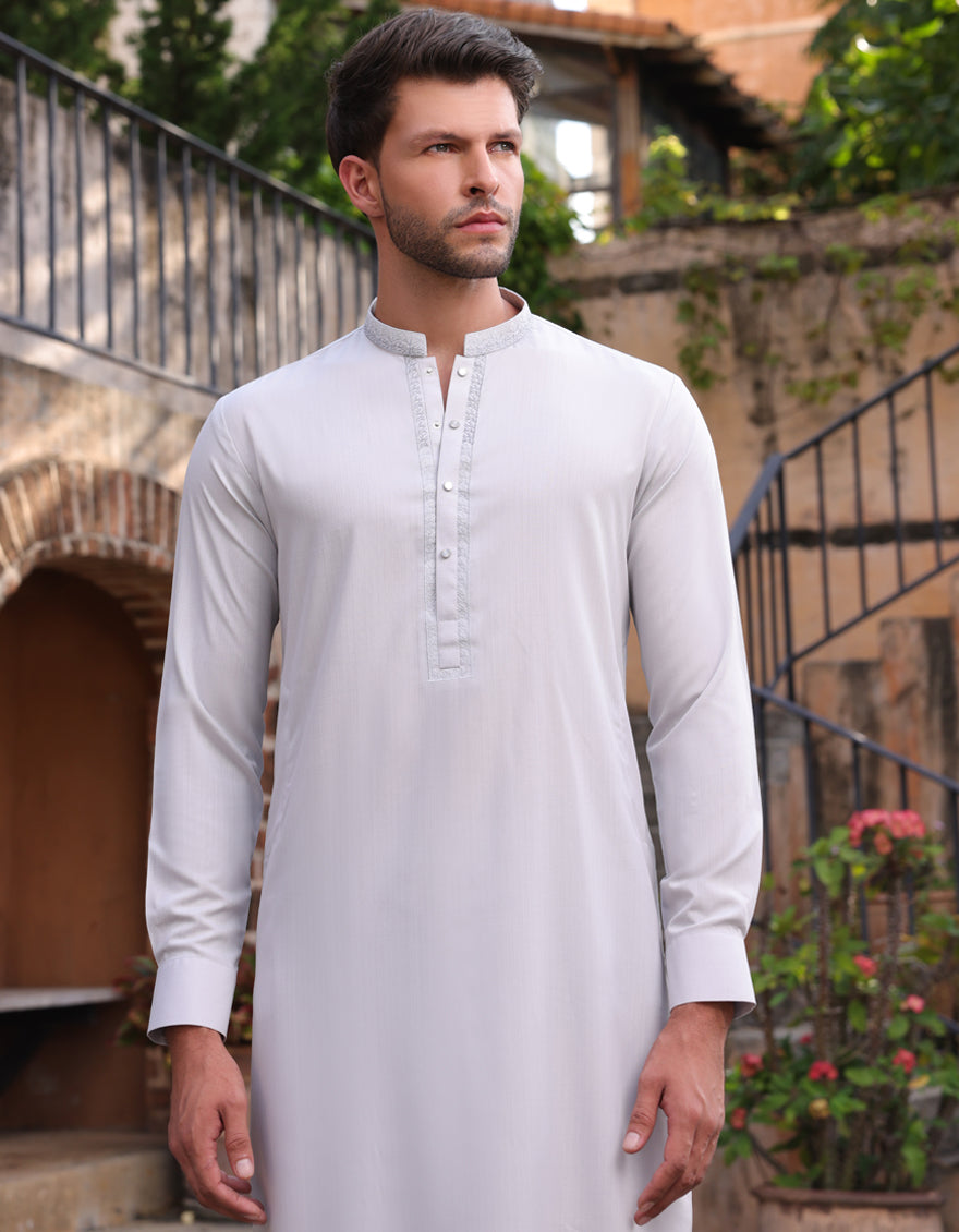 Blended Grey Shalwar Kameez- J. Junaid Jamshed