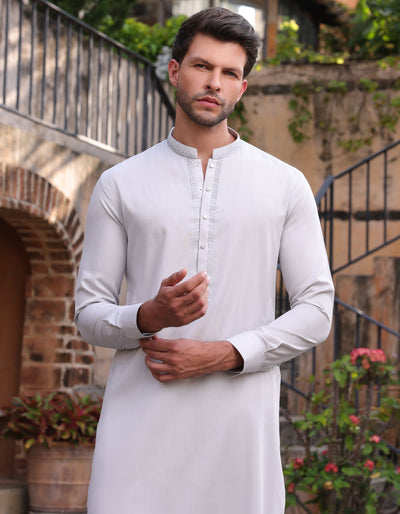 Blended Grey Shalwar Kameez- J. Junaid Jamshed