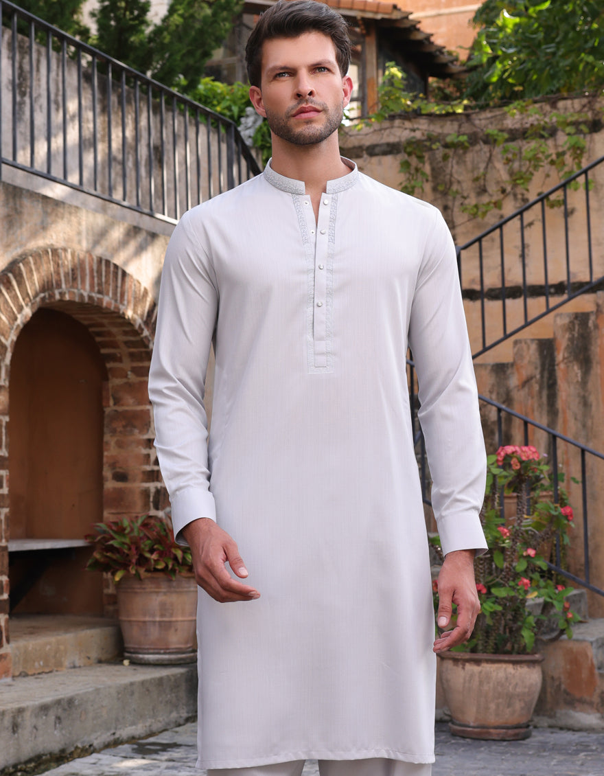 Blended Grey Shalwar Kameez- J. Junaid Jamshed