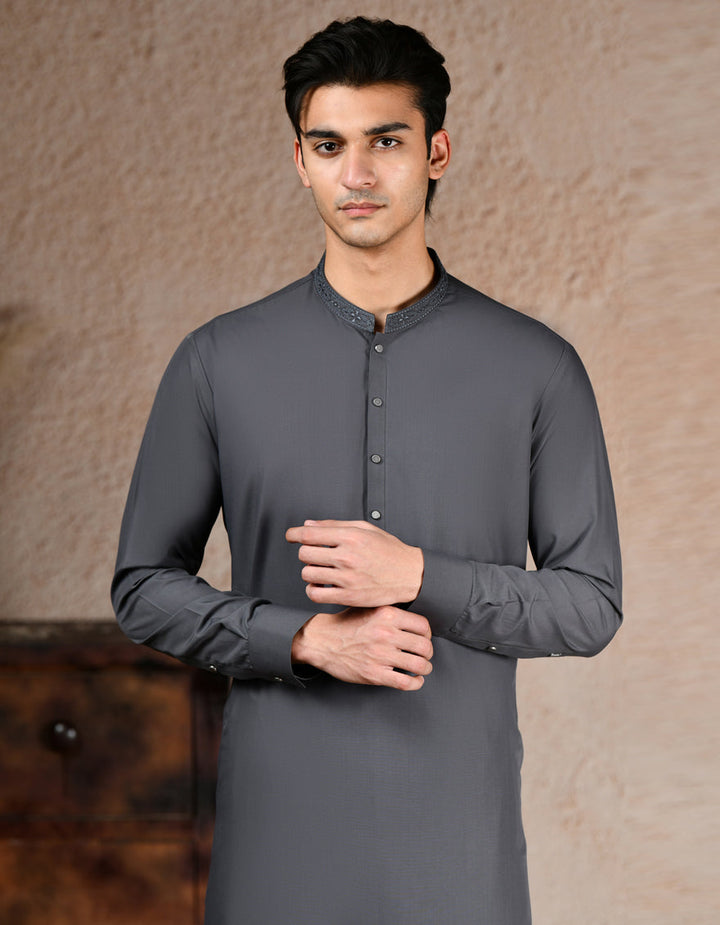 Blended Grey Shalwar Kameez- J. Junaid Jamshed