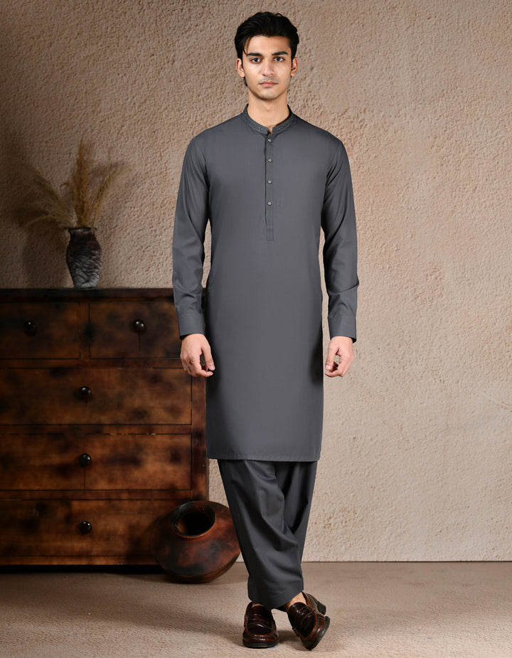 Blended Grey Shalwar Kameez- J. Junaid Jamshed