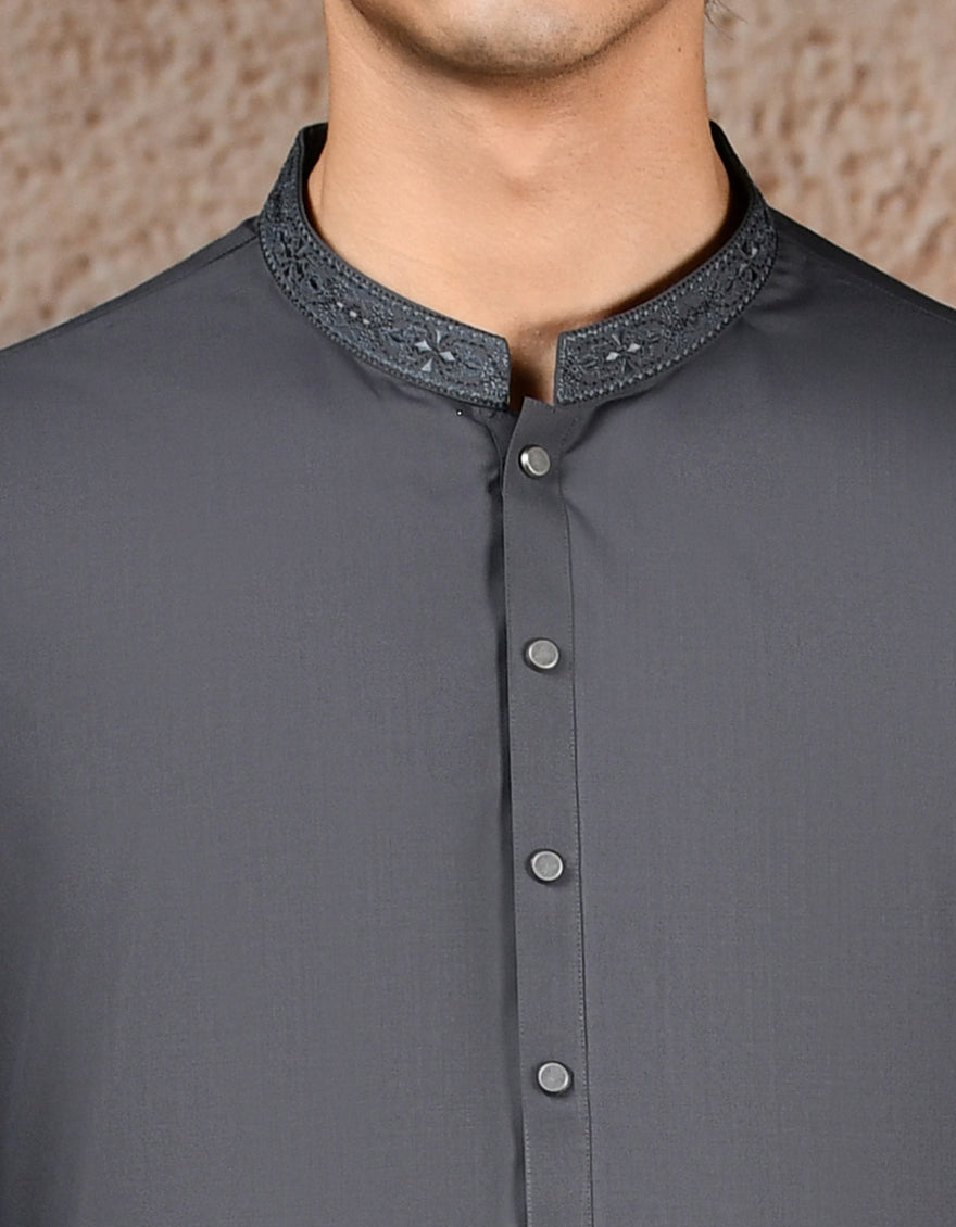 Blended Grey Shalwar Kameez- J. Junaid Jamshed