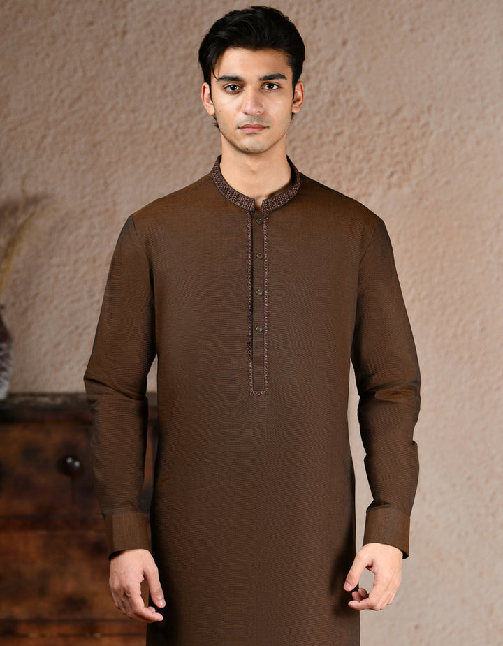 Cotton Brown Shalwar Kameez- J. Junaid Jamshed