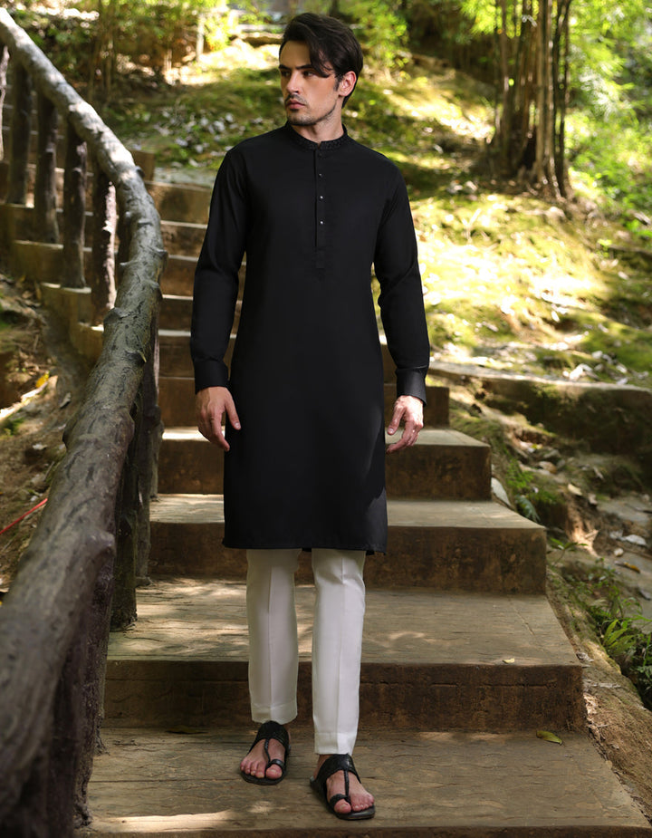 Blended Black Shalwar Kameez- J. Junaid Jamshed