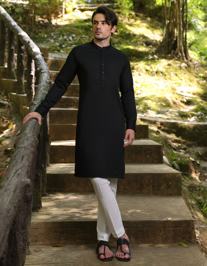 Blended Black Shalwar Kameez- J. Junaid Jamshed