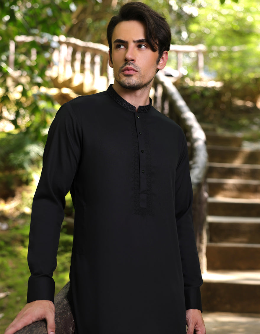 Blended Black Shalwar Kameez- J. Junaid Jamshed