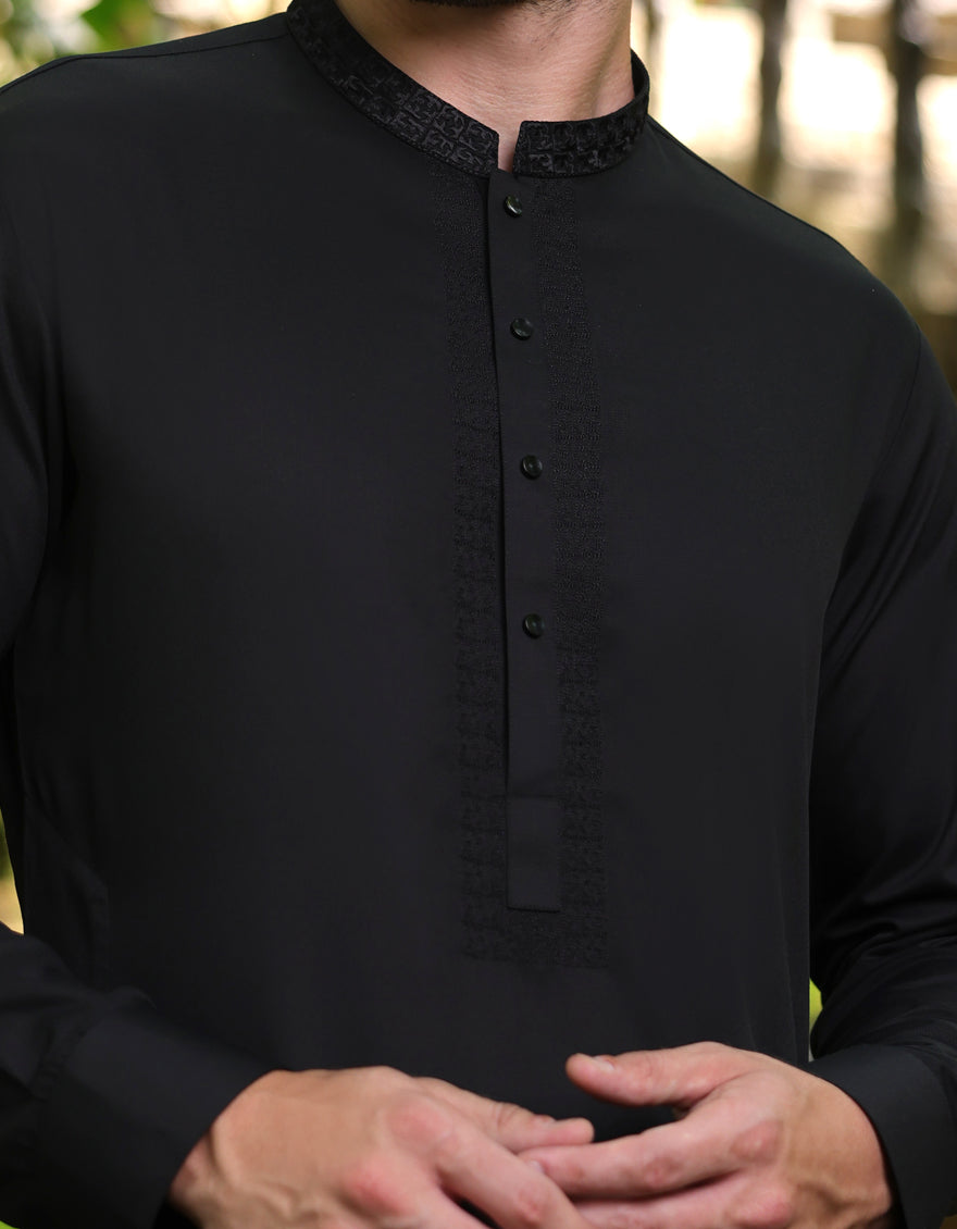 Blended Black Shalwar Kameez- J. Junaid Jamshed