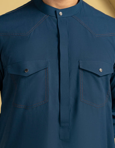 Polyester Blue Jubba - J. Junaid Jamshed