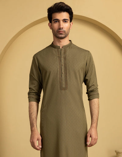 Blended Green Kurta - J. Junaid Jamshed