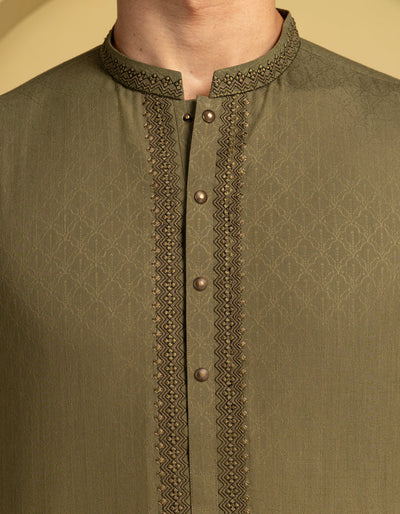 Blended Green Kurta - J. Junaid Jamshed