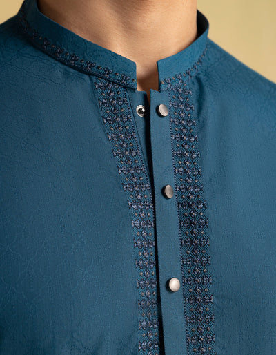 Blended Blue Kurta - J. Junaid Jamshed