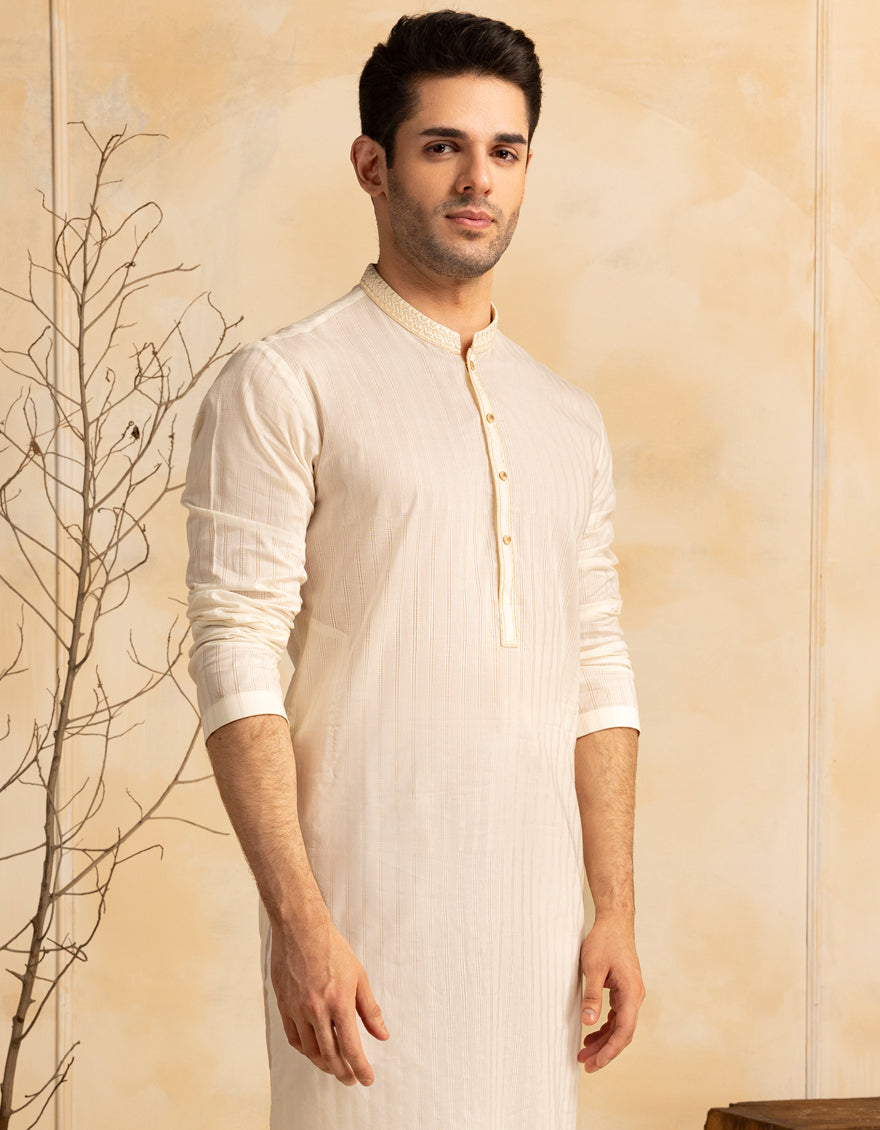 Cotton White Kurta - J. Junaid Jamshed