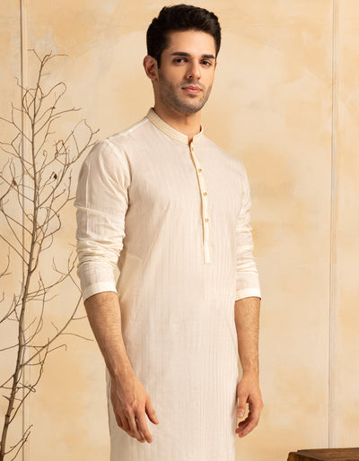 Cotton White Kurta - J. Junaid Jamshed