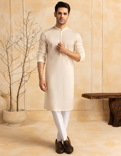 Cotton White Kurta - J. Junaid Jamshed