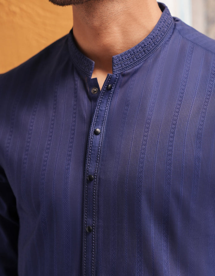 Cotton Blue Kurta - J. Junaid Jamshed