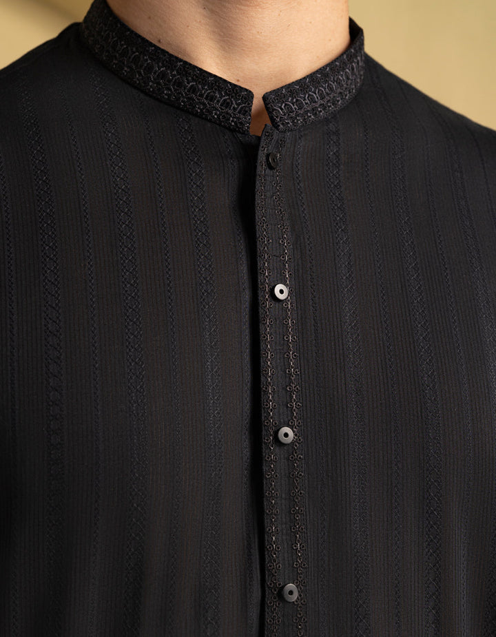 Cotton Black Kurta - J. Junaid Jamshed
